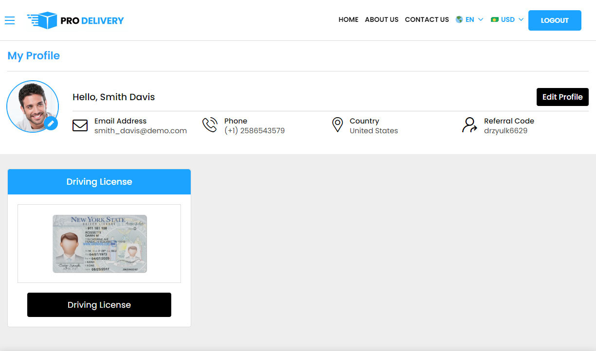 Delivery Driver Profile