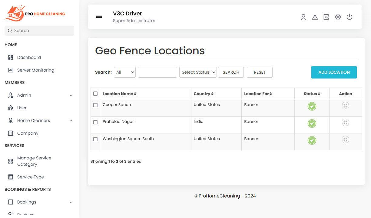 Geo Fence Locations Management