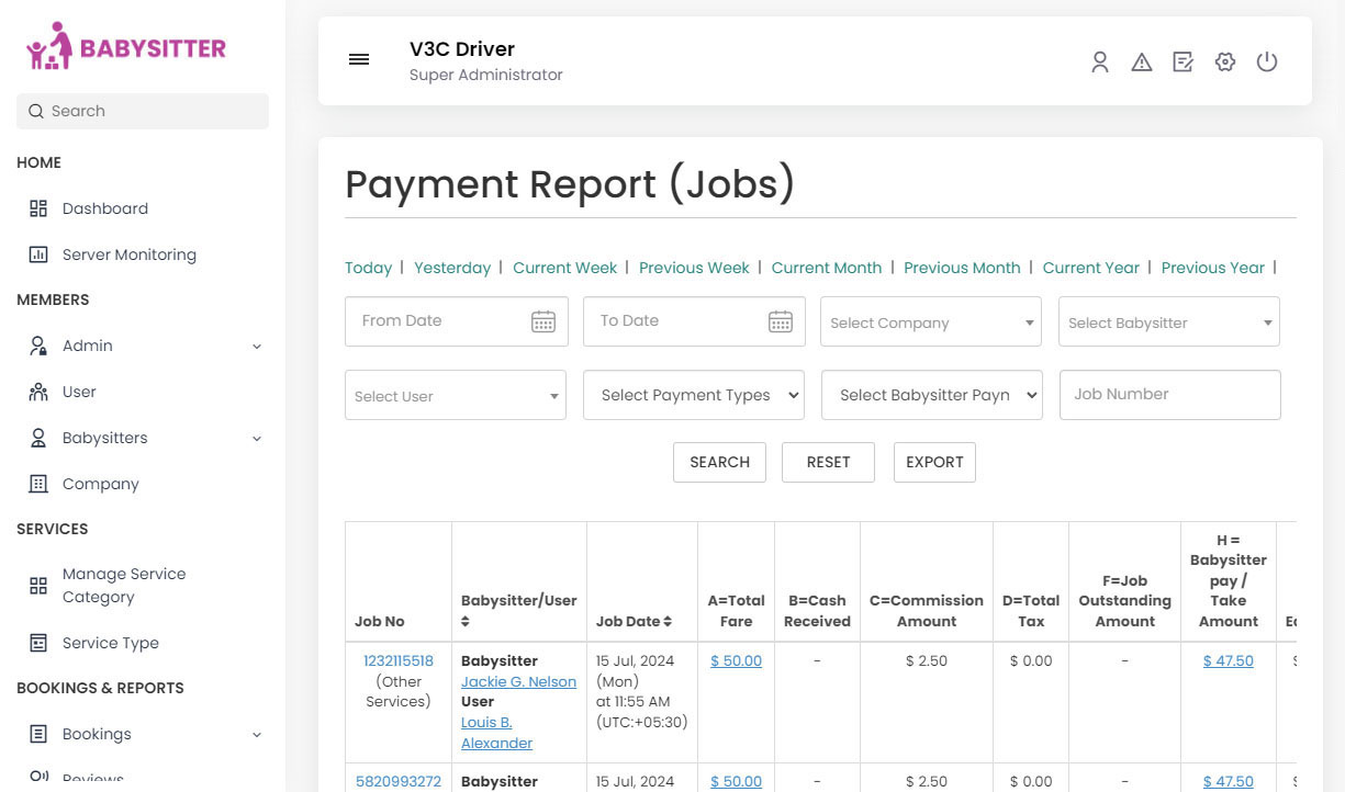 Payment Report (Jobs)