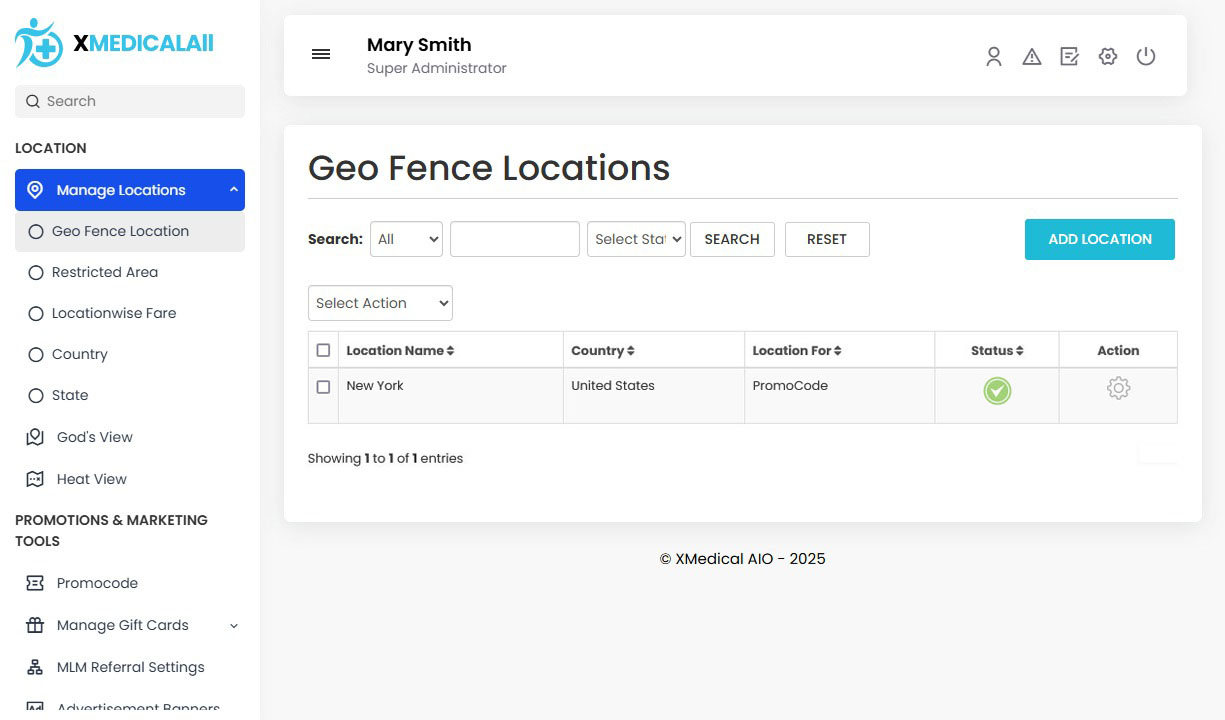 Geo Fence Locations