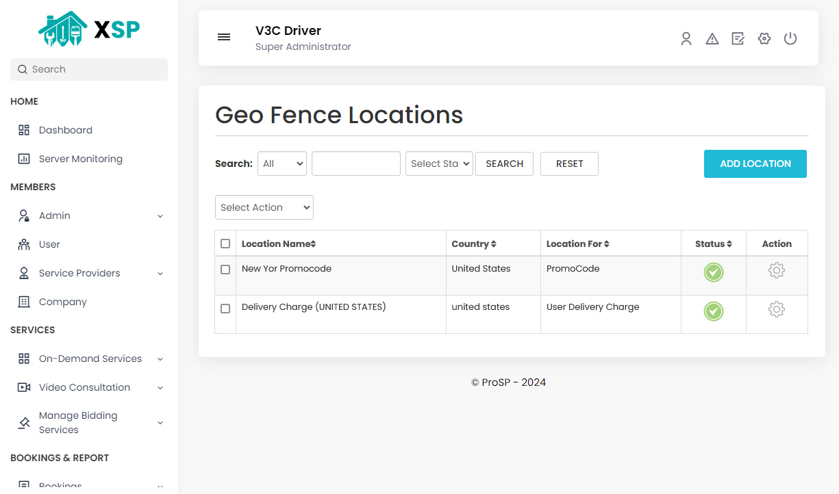 Geo Fence Locations