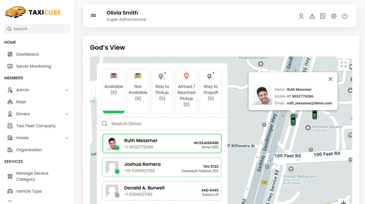 Driver Panel Total Earning Reports Screen