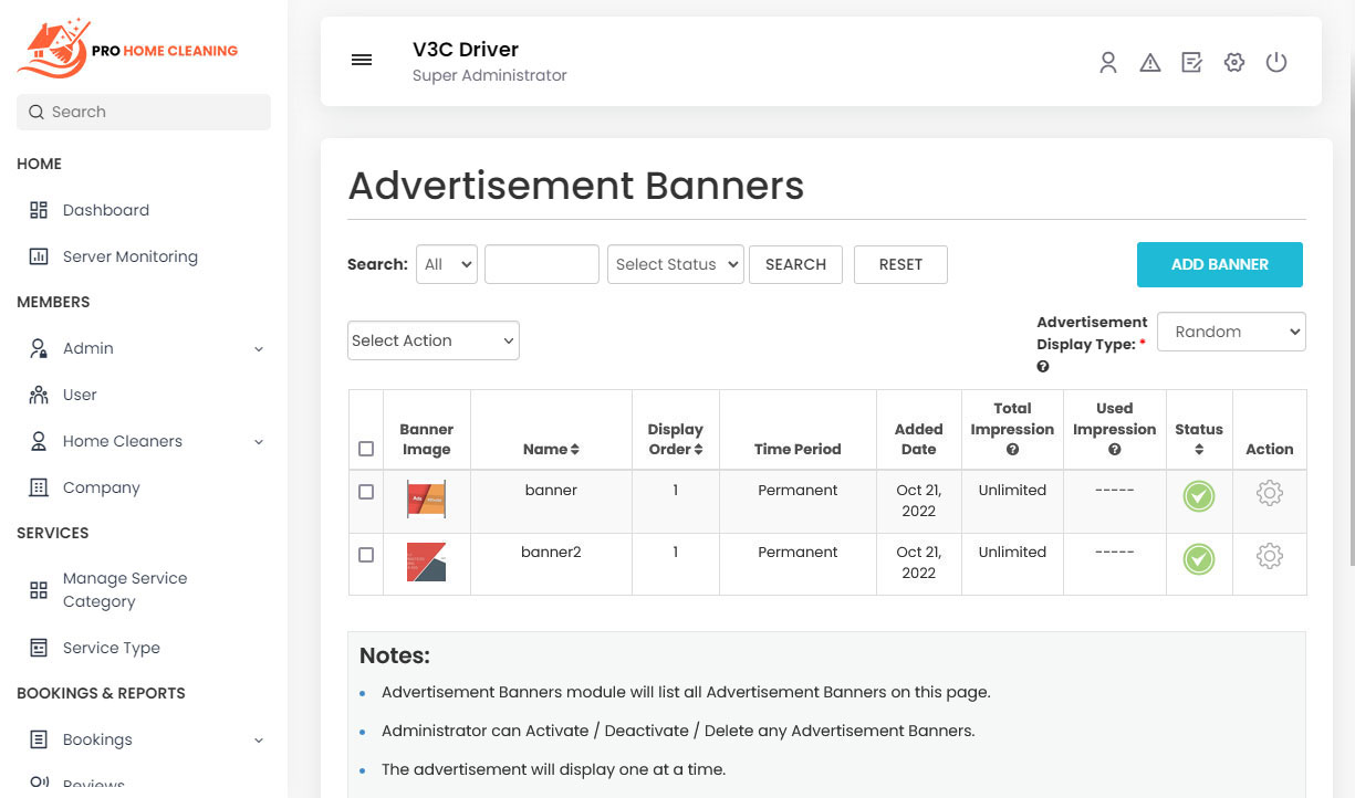 Advertisement Banners Management