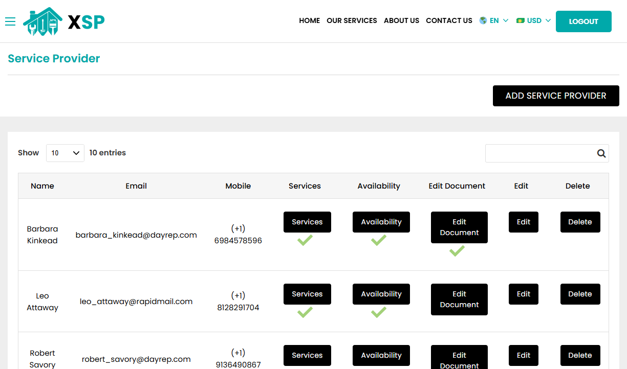 Company - List of Service Providers