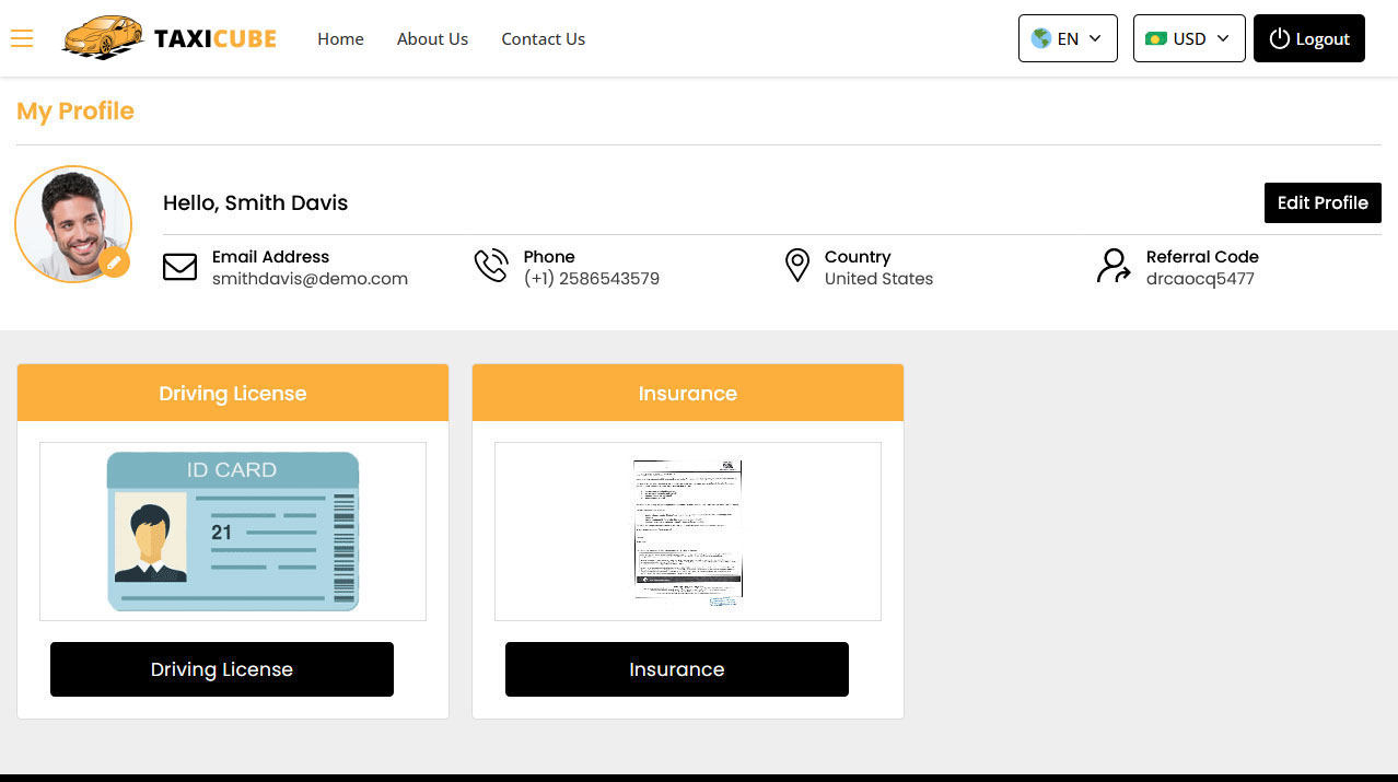 Driver Panel Manage Profile