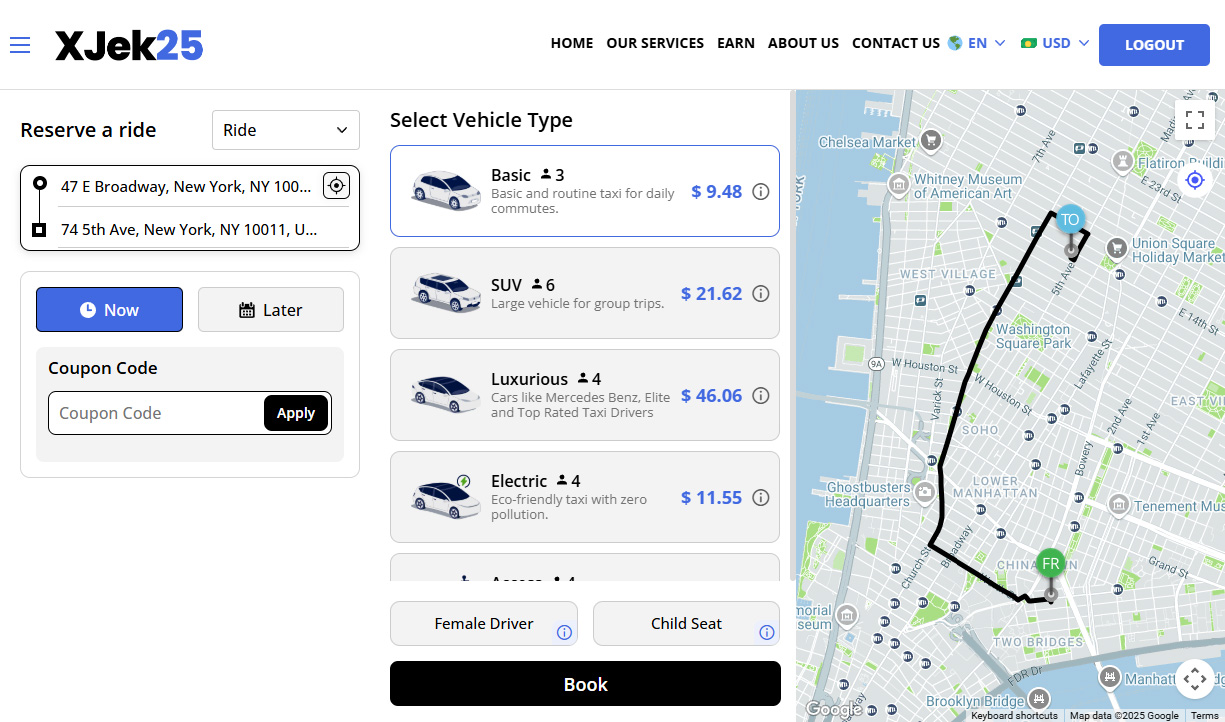 Taxi Booking from Website