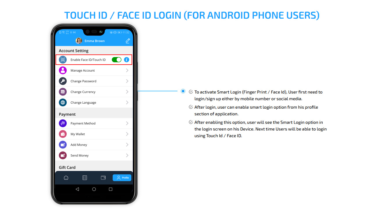 touch id / face id login