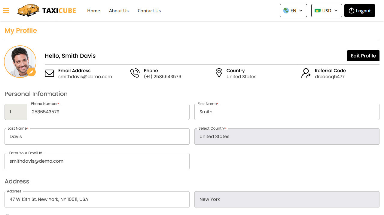 Driver Panel Edit Profile