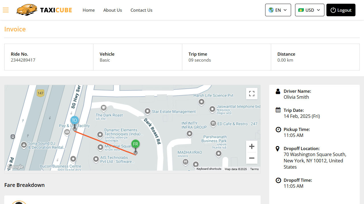 User Panel Invoice Details