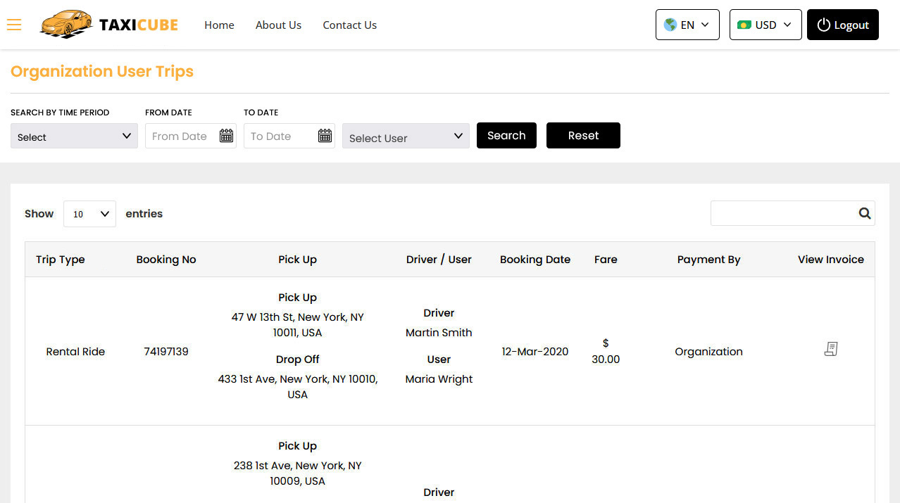 organization user trips