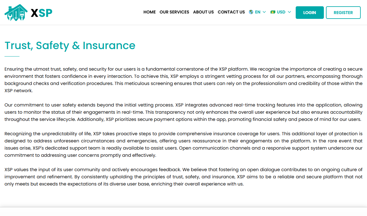 Trust, Safety & Insurance