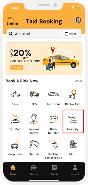 intercity trip feature