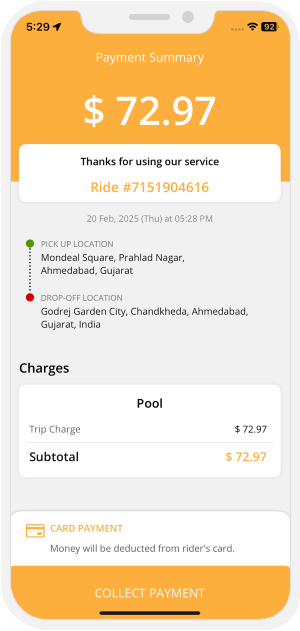 invoice sent to driver