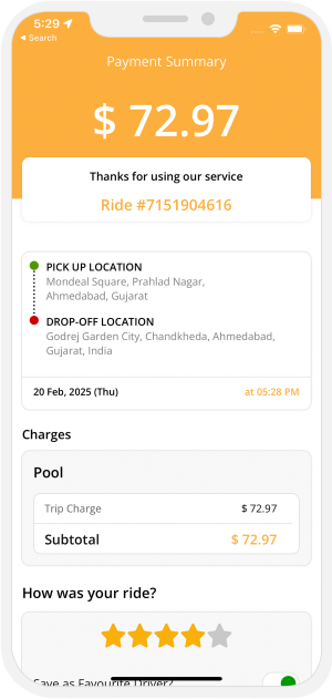 invoice sent to rider
