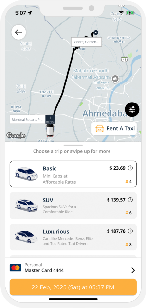 User can select the Taxi type