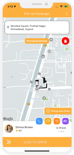 Driver can see the pickup location on a map