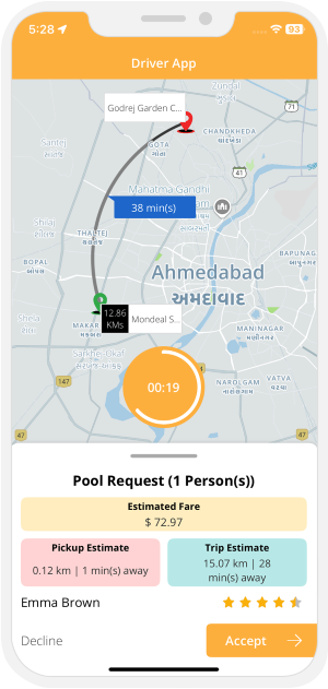 driver accept or reject pooling request
