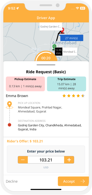 Drivers will get the Ride request